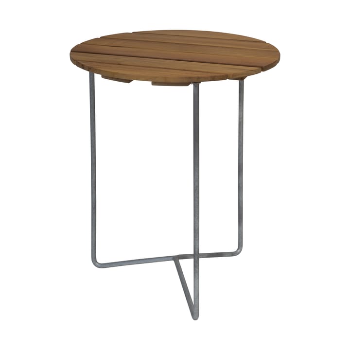 Table 6B bord Ø60 cm - Obehandlad teak- varmförzinkad stativ - Grythyttan Stålm�öbler