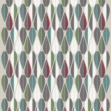 Blader tyg - vinröd-grön-grå - Arvidssons Textil