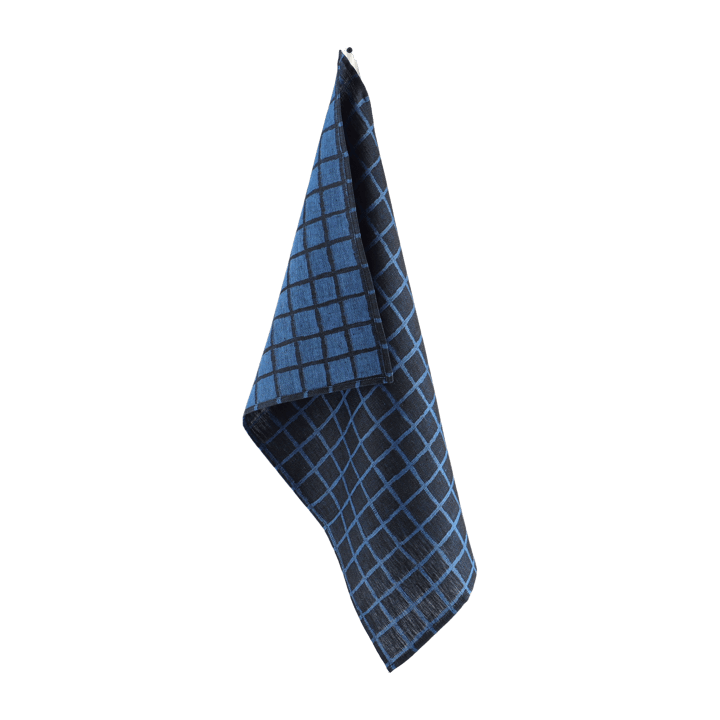Rutig jacquardvävd kökshandduk 47x70 cm - Blue-black - Fine Little Day