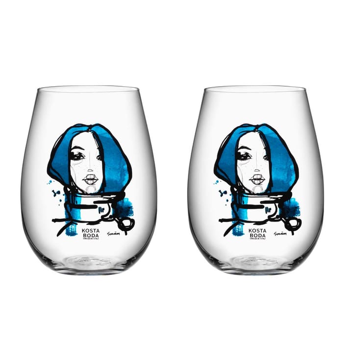 All about you tumblerglas 57 cl 2-pack - miss you (blå) - Kosta Boda