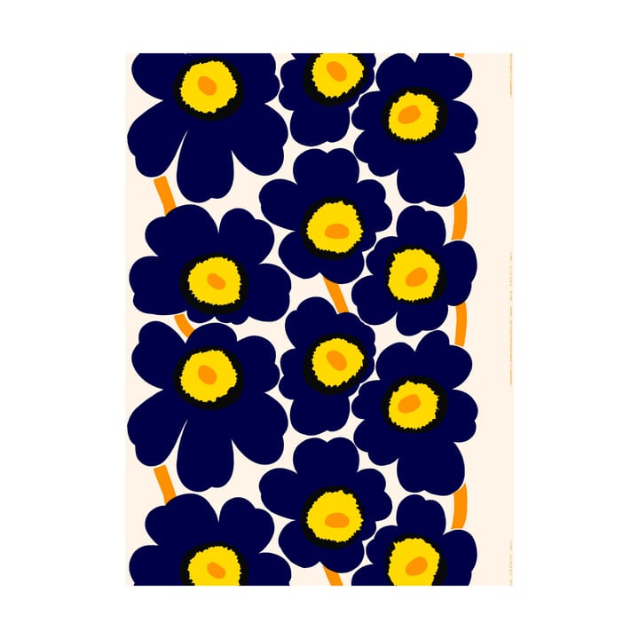 Unikko tyg heavyweight bomull - Cotton-d. blue-yellow-orange - Marimekko