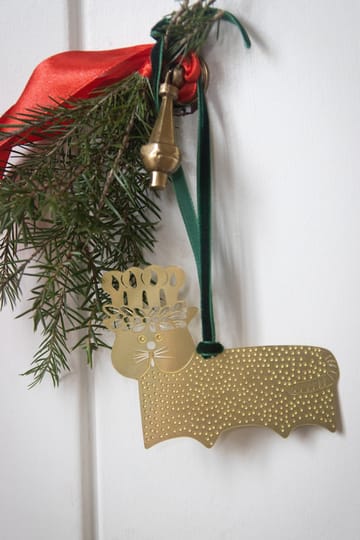 Stig L gingerbread cat dekorationshänge - Guld-mässing - Pluto Design